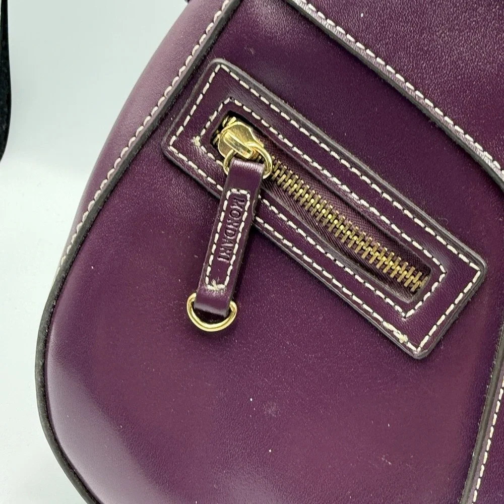 Mondani New York Purple Leather Shoulder Bag Y2K Zip Pocket Purse‎
